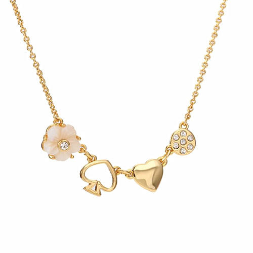 New design brass jewels wholesale flower and heart zircon necklace for women